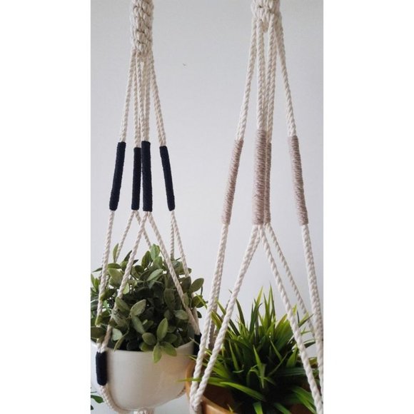 Macrame Plant Hanger Hanging Planter Color Block - Picture 2 of 4